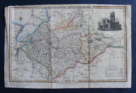 , - Map of LEICESTERSHIRE & RUTLANDSHIRE.