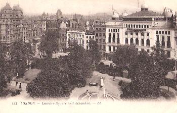 Picture postcard of Leicester Square with Alhambra Theatre in the background